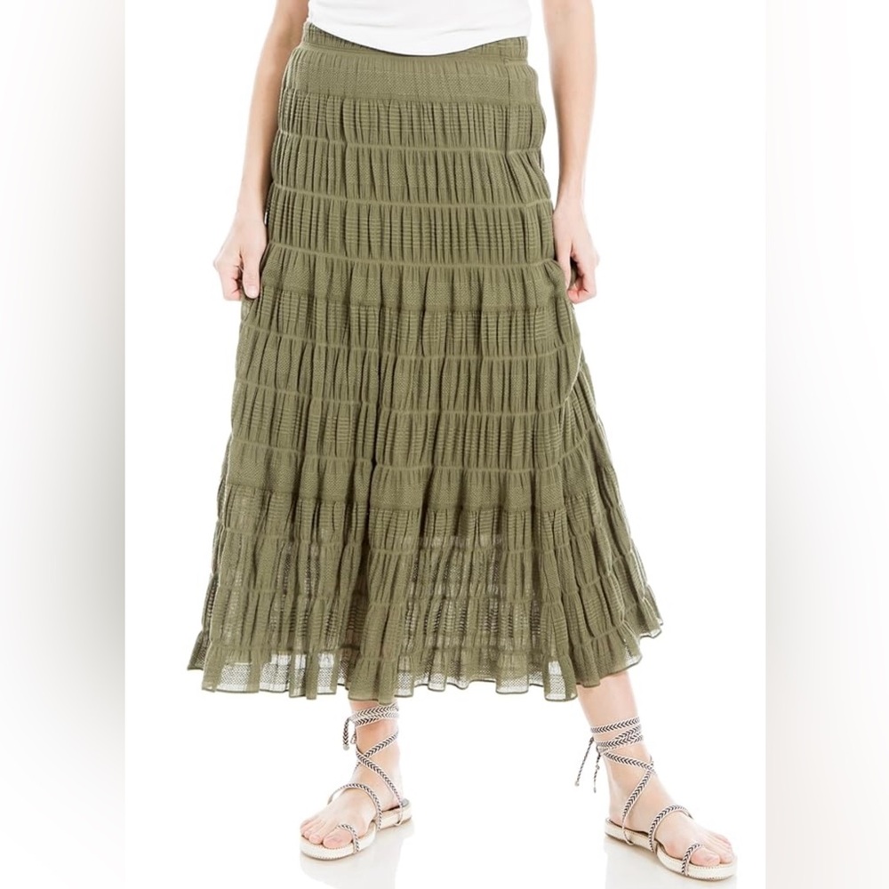 Max Studio Olive Tiered Maxi Skirt